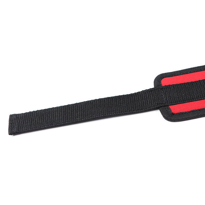 Manette Polsiere In Nylon Rosso E Nero Con Ganci Di Trazione E Moschettone In Metallo Bondage