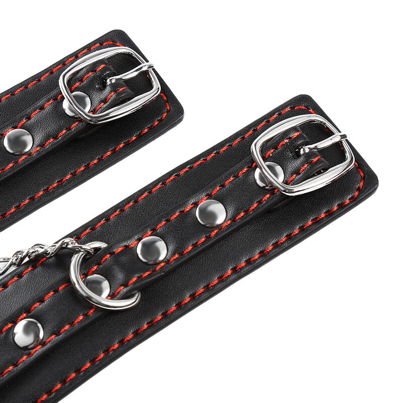 Manette per polsi in pelle regolabili con catena metallica per bondage taglia unica ohmama fetish
