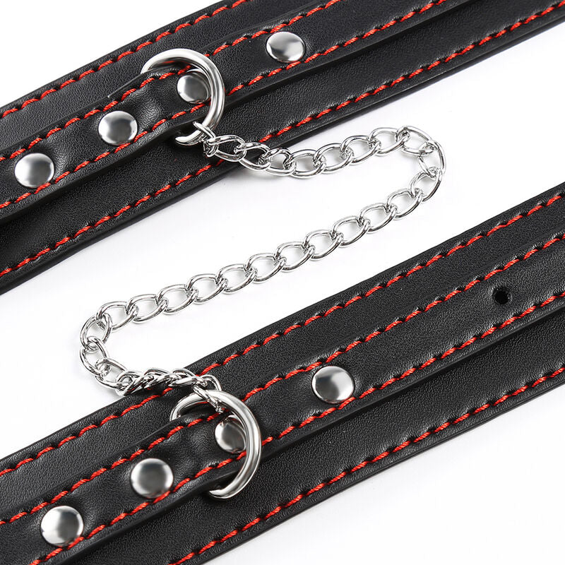 Manette per polsi in pelle regolabili con catena metallica per bondage taglia unica ohmama fetish