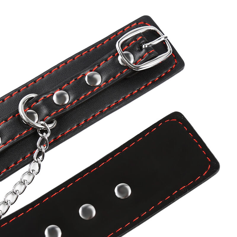 Manette per polsi in pelle regolabili con catena metallica per bondage taglia unica ohmama fetish