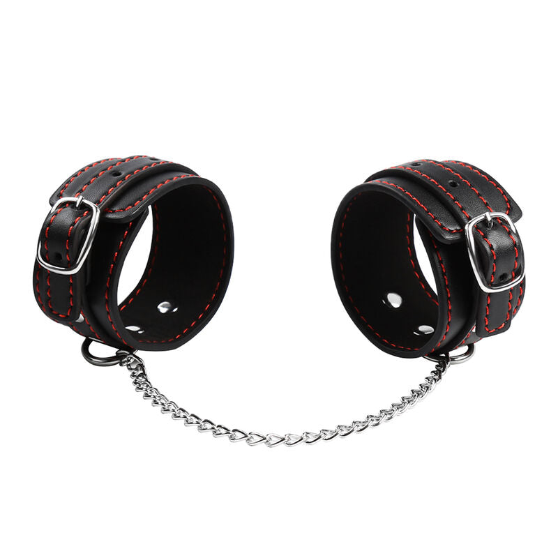Manette per polsi in pelle regolabili con catena metallica per bondage taglia unica ohmama fetish