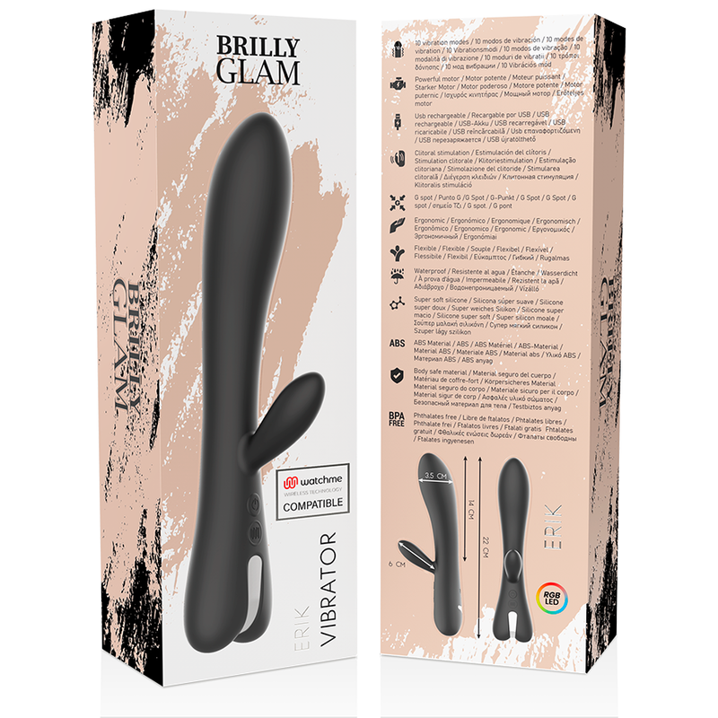 Vibratore Erik rabbit in silicone anallergico 10 programmi USB ricaricabile impermeabile compatibile Watchme Brilly Glam