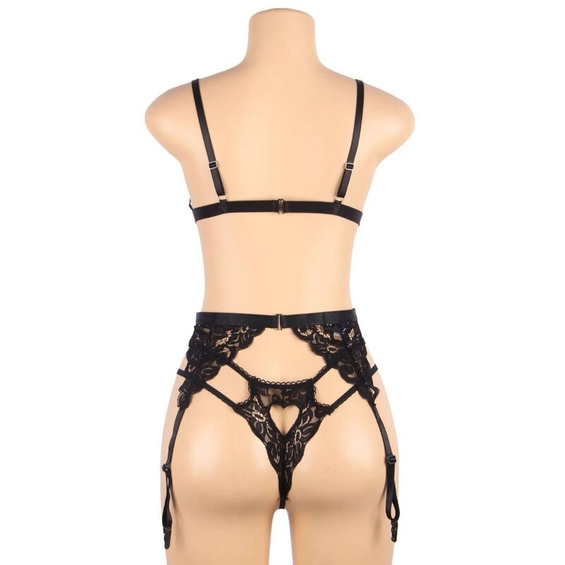 Subblime - Three Piece Set Bra + Suspender Belt + Thong S/M
