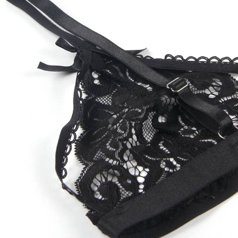 Set lingerie tre pezzi nero comfort ed eleganza design esclusivo reggiseno reggicalze perizoma SUBBLIME SETS