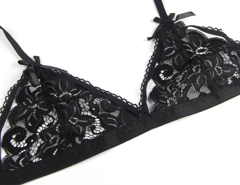 Set lingerie tre pezzi nero comfort ed eleganza design esclusivo reggiseno reggicalze perizoma SUBBLIME SETS