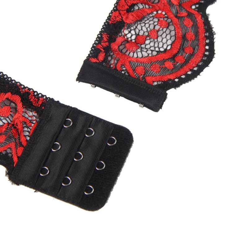 Set intimo donna due pezzi pizzo e perizoma regolabile rosso nero elegante e sensuale Subblime Sets