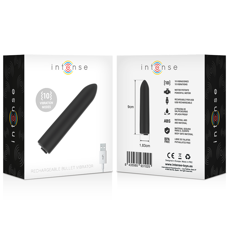 Proiettile vibrante compatto e discreto 10 modalità di vibrazione USB ricaricabile sicuro per il corpo INTENSE