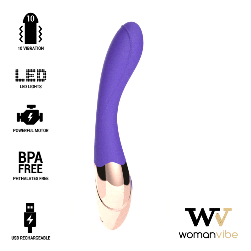 Vibratore ricurvo luxury stimolazione punto g silicone 100 percento ricaricabile 10 modalità discreto potente womanvibe