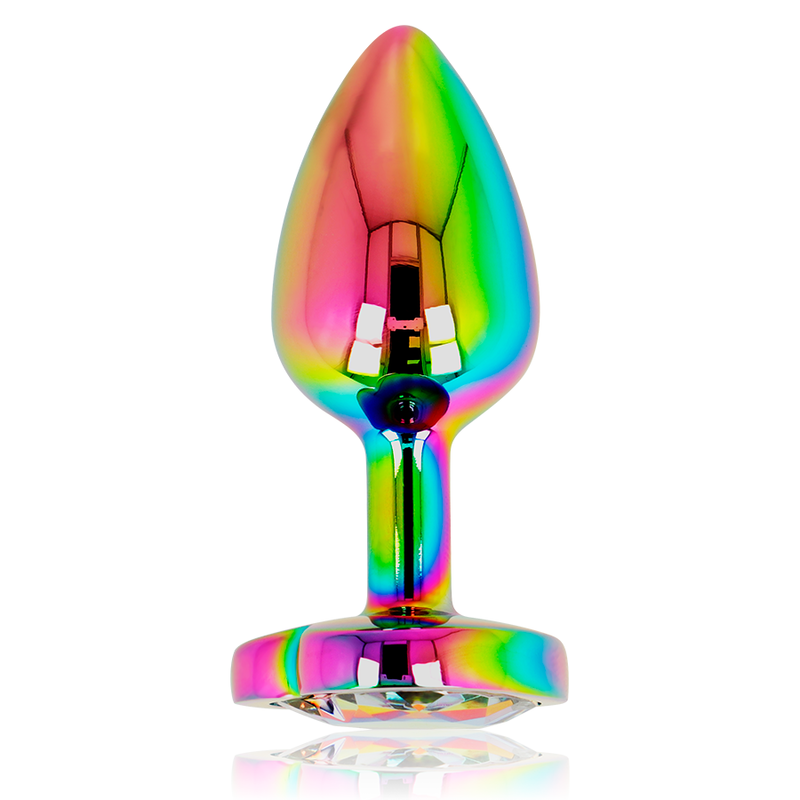plug anale iridescente in metallo con testa a diamante 7 cm multicolor per piacere intenso ohmama anal
