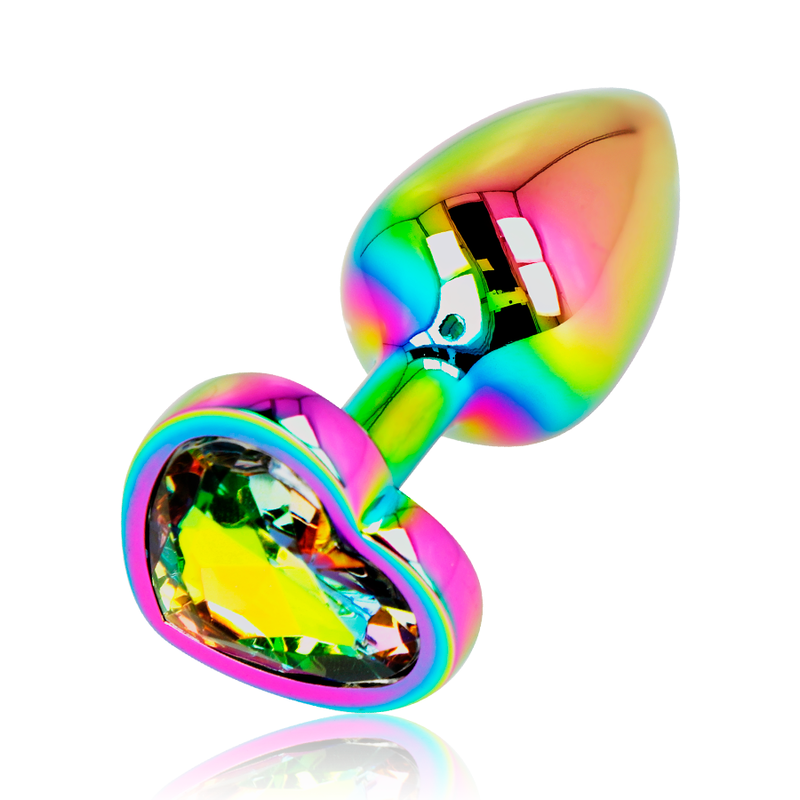 Plug anale in metallo iridescente multicolor con testa diamante S OHMAMA