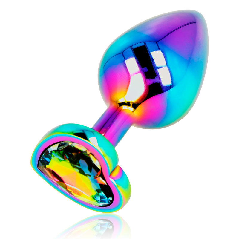 Plug anale in metallo iridescente multicolor con testa diamante M OHMAMA