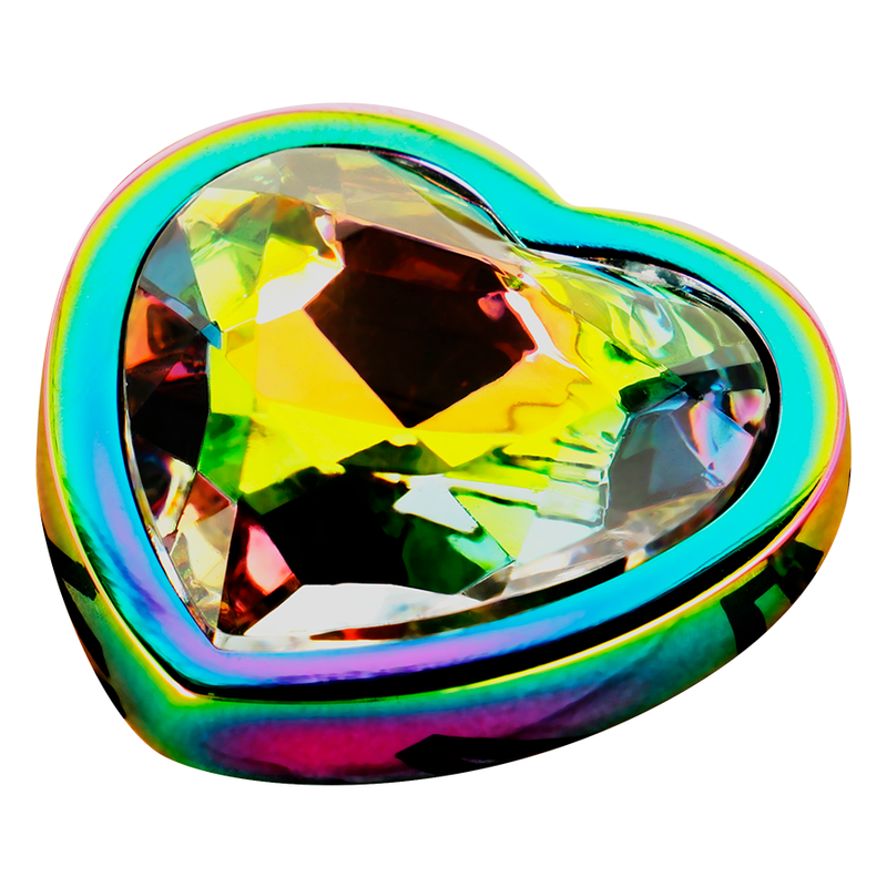 plug anale metallizzato iridescente multicolore con testa a forma di diamante misura 8 cm x 3.3 cm ohmama anal