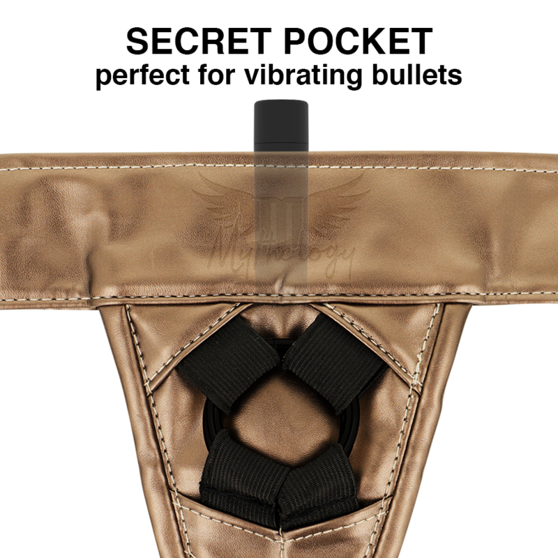 Imbracatura per strap-on regolabile in bronzo materiale ecologico facile da pulire marchio Mythology Fantasy Harness