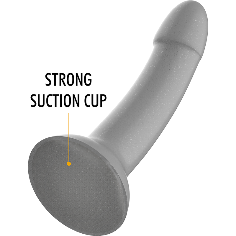 Dildo mitologico senza vibrazione 15 cm argento per pegging con omaggio lubrificante mythology