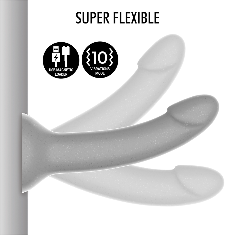 Vibratore compatibile wireless Mythology Rune Majestic Dildo S 12.5 cm argento con tecnologia Watchme MYTHOLOGY