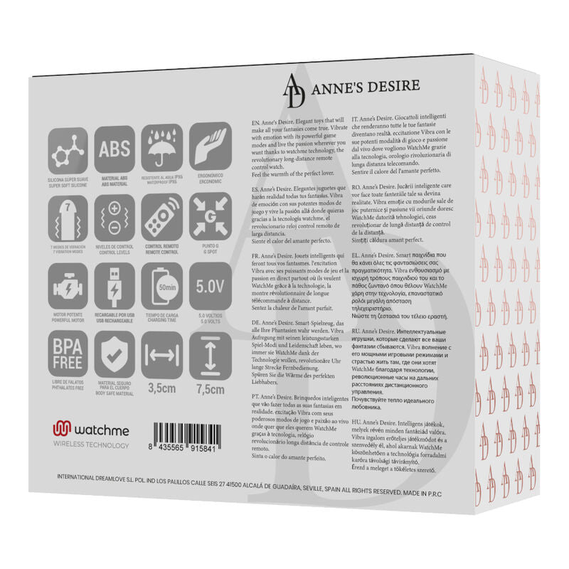 Ovetto vibrante stimolate con tecnologia orologio Watchme per controllo remoto nero oro ricaricabile Anne's Desire