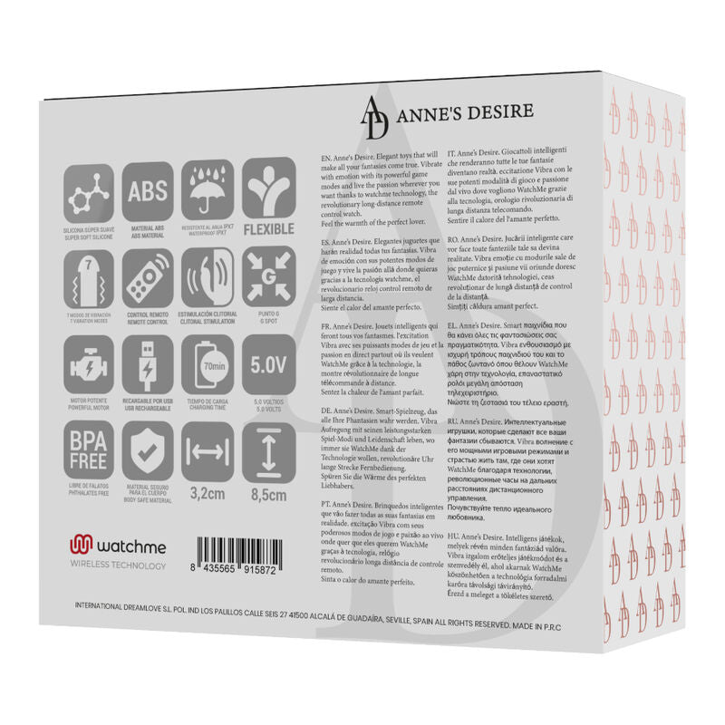 Vibratore dual pleasure nero gioco di coppia controllo con orologio watchme controllo remoto 7 modalità silicone impermeabile ANNE'S DESIRE