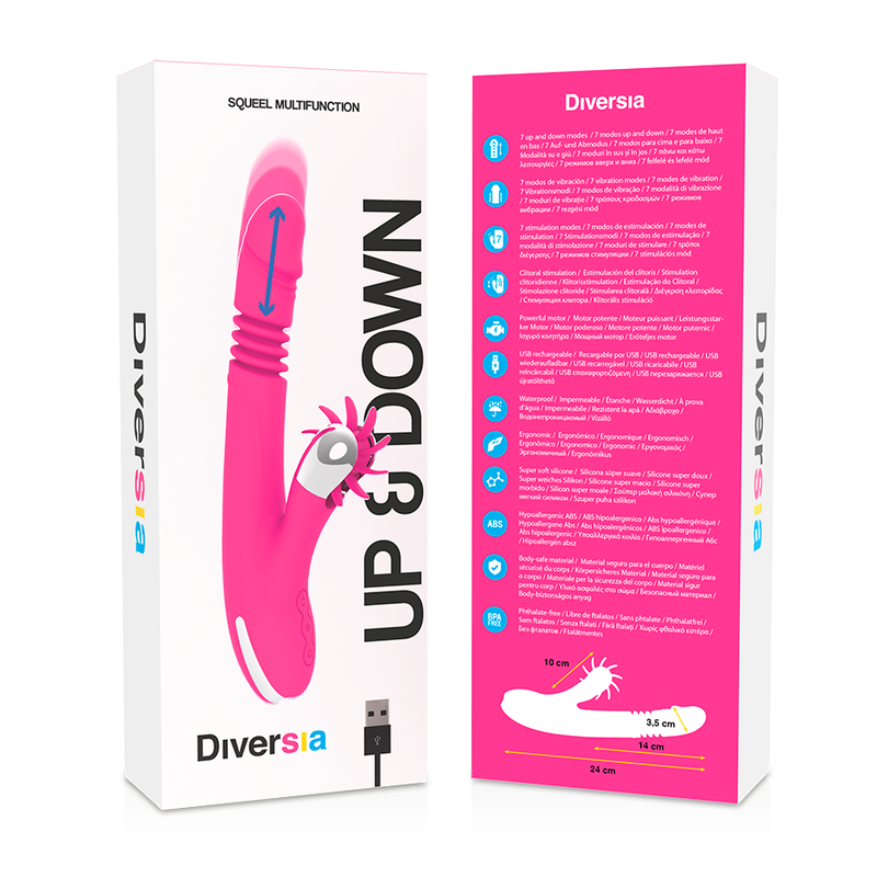 Vibratore rotante e vibrante con 7 modalità su e giù 24 cm silicone super morbido USB ricaricabile Diversia
