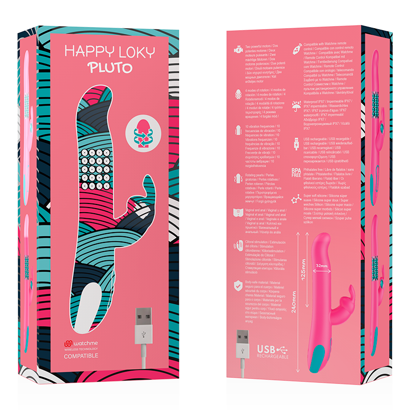 Vibratore rotatore silicone morbido Happy Loky con stimolazione clitoride punto G e tecnologia wireless Watchme rechargeable