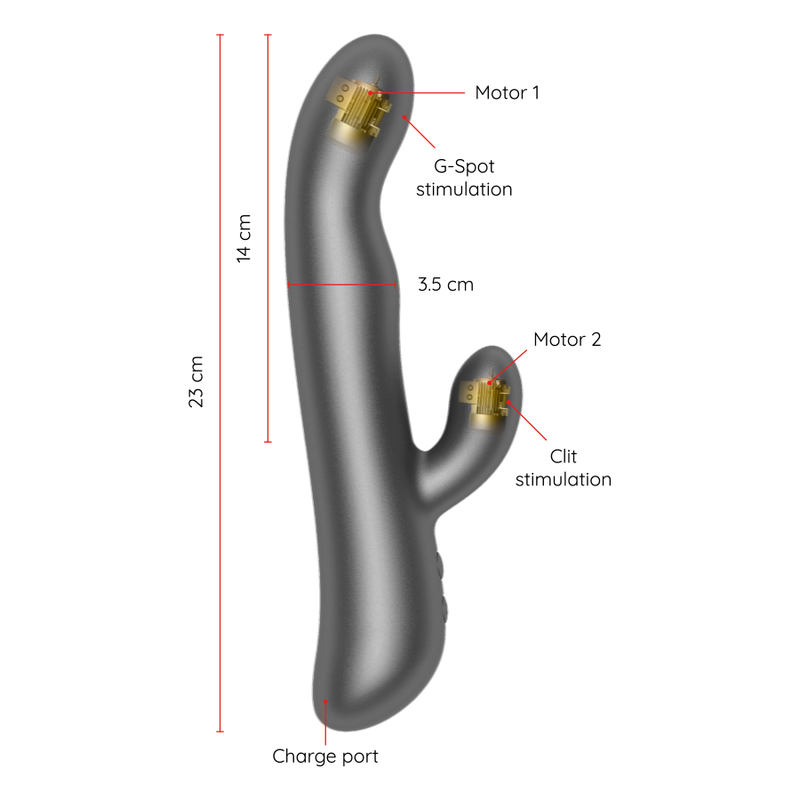 Vibratore rabbit con vibrazione e rotazione con controllo app a distanza in silicone medico Oninder