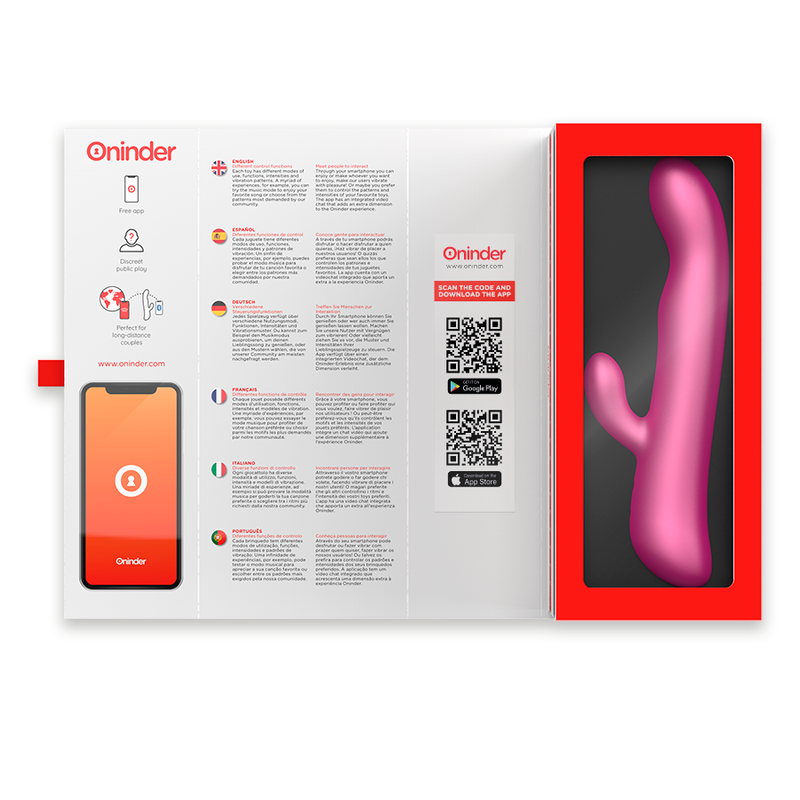 Vibratore rabbit con vibrazione e rotazione con controllo app a distanza in silicone medico Oninder