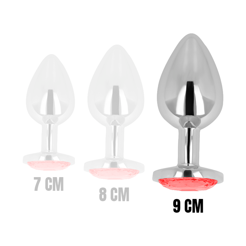 Plug Anal En Métal Avec Tête Diamant Rouge 9Cm Ohmama