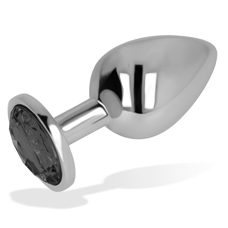 Plug anale in metallo con testa diamante nero 9 cm resistente elegante per principianti OHMAMA ANAL