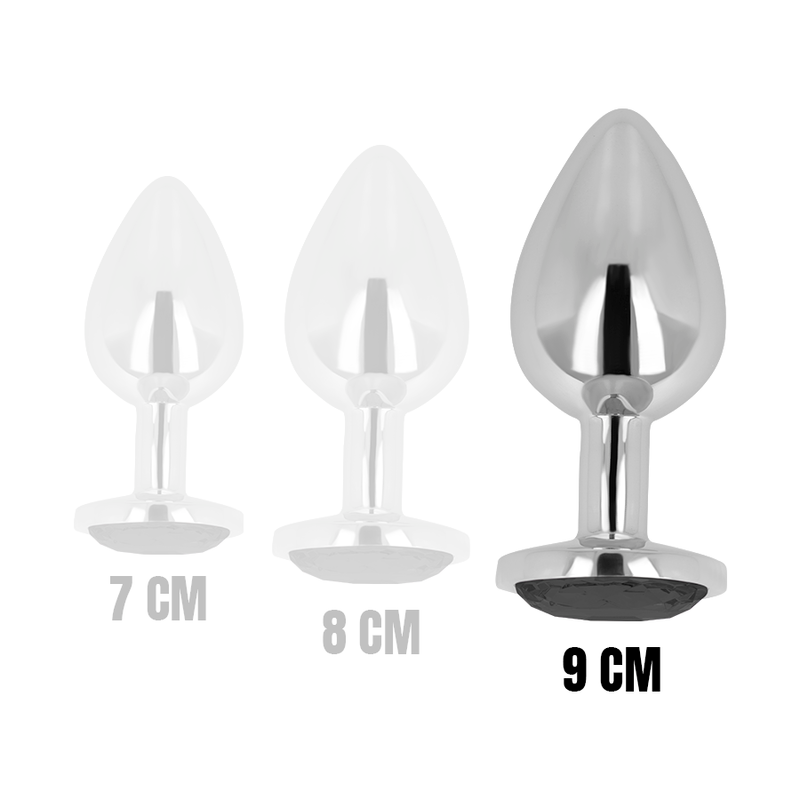 Plug anale in metallo con testa diamante nero 9 cm resistente elegante per principianti OHMAMA ANAL