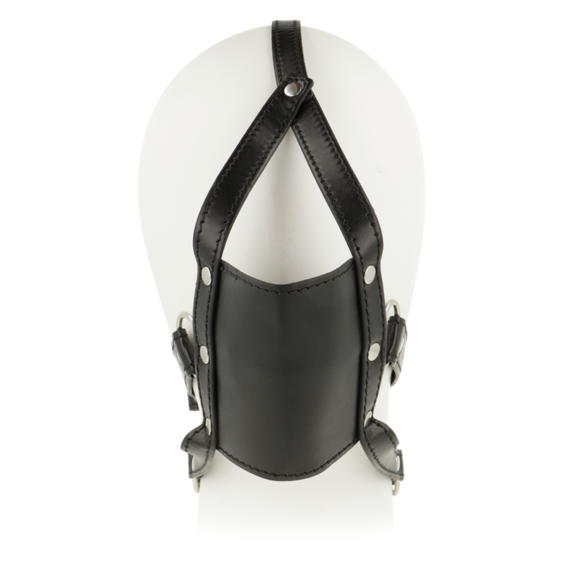 Museruola in pelle nera con fibbie regolabili per giochi bondage e fetish Ohmama Fetish