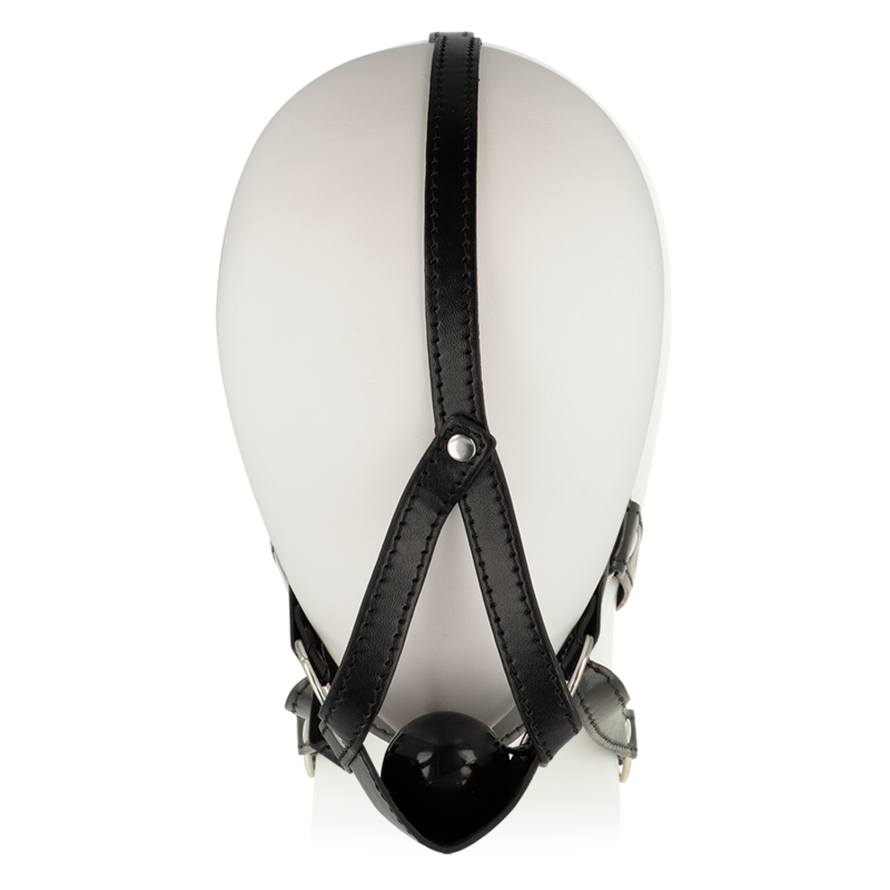 Museruola in pelle nera con fibbie regolabili per giochi bondage e fetish Ohmama Fetish