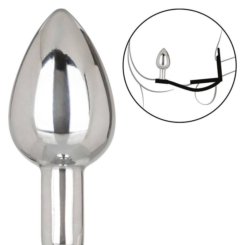 plug anale metallo a goccia con doppio anello silicone per pene testicoli regolabile facile pulizia california exotics