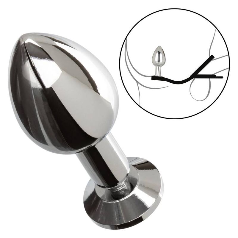 plug anale metallo a goccia con doppio anello silicone per pene testicoli regolabile facile pulizia california exotics