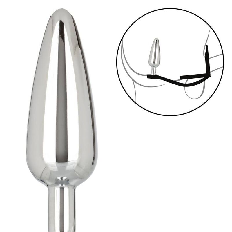 plug anale metallo sottile con doppio anello silicone per piacere e stimolazione temperatura california exotics