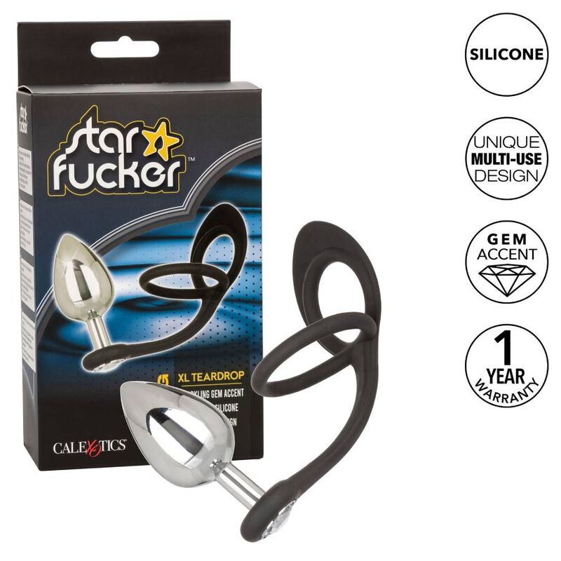 plug anale xl in metallo con doppio anello fallo in silicone per pene e testicoli miglioramento supporto californiano california exotics