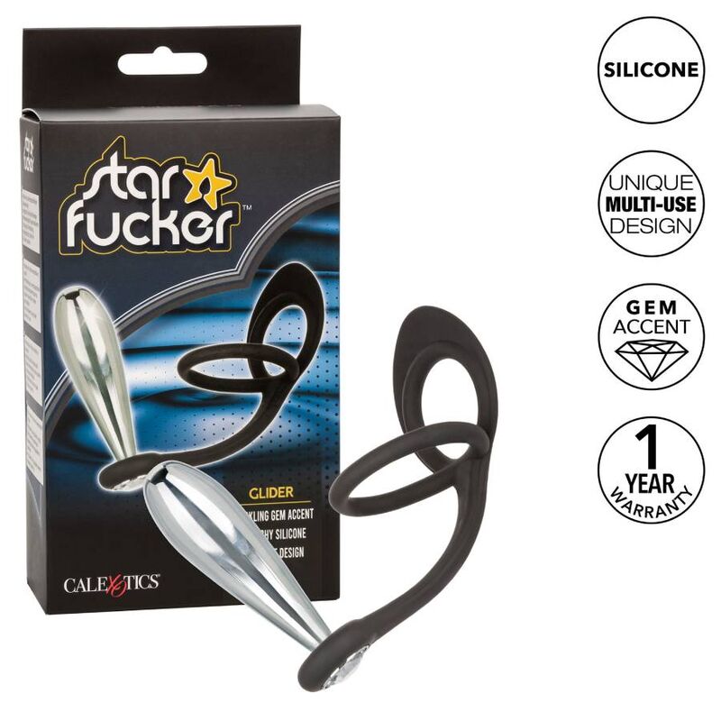 plug anale metallo con doppio anello in silicone per supporto e stimolazione gioco temperatura california exotics