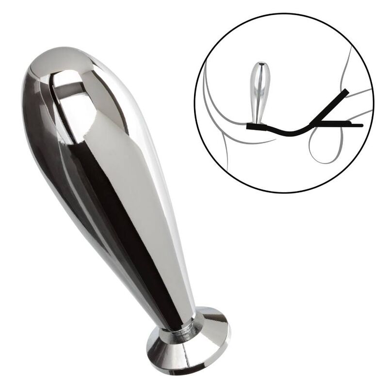 plug anale metallo con doppio anello in silicone per supporto e stimolazione gioco temperatura california exotics