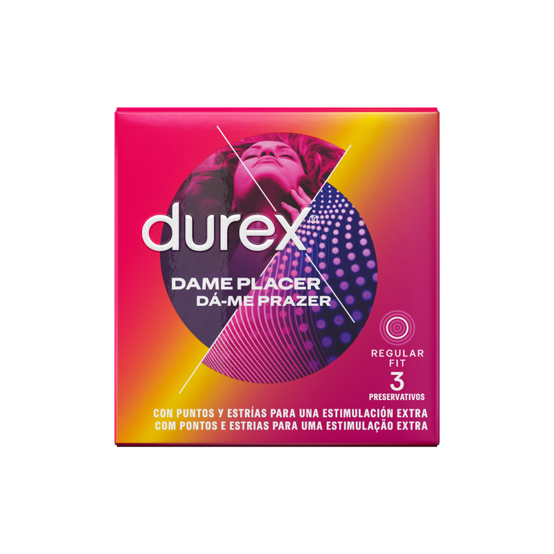 Preservativi stimolanti con punti e rilievi Durex Give Me Pleasure 3 unità confortevoli e lubrificati Durex Condoms