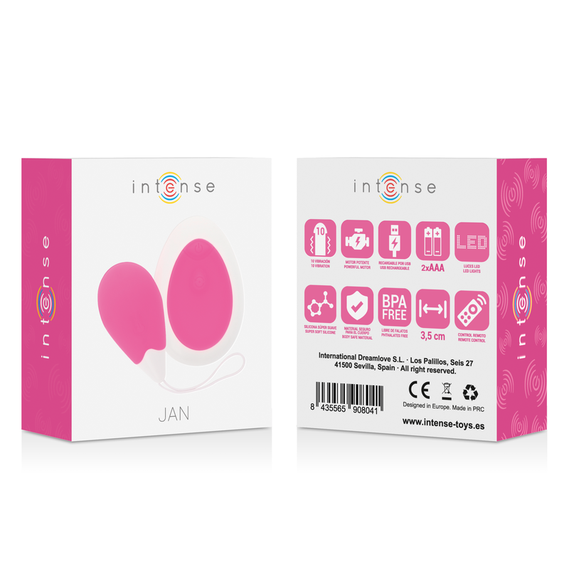 Intense - Jan Egg Pink Vibrator Remote Control