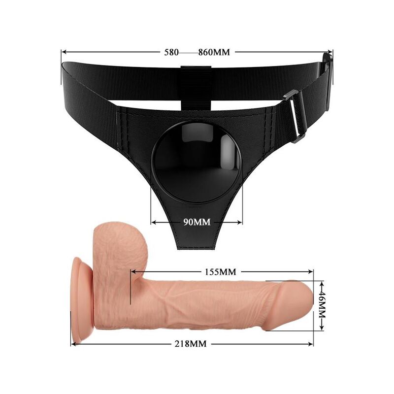 Strap-on con dildo realistico impermeabile 21.8 cm imbracatura slip universale per principianti e esperti pretty love