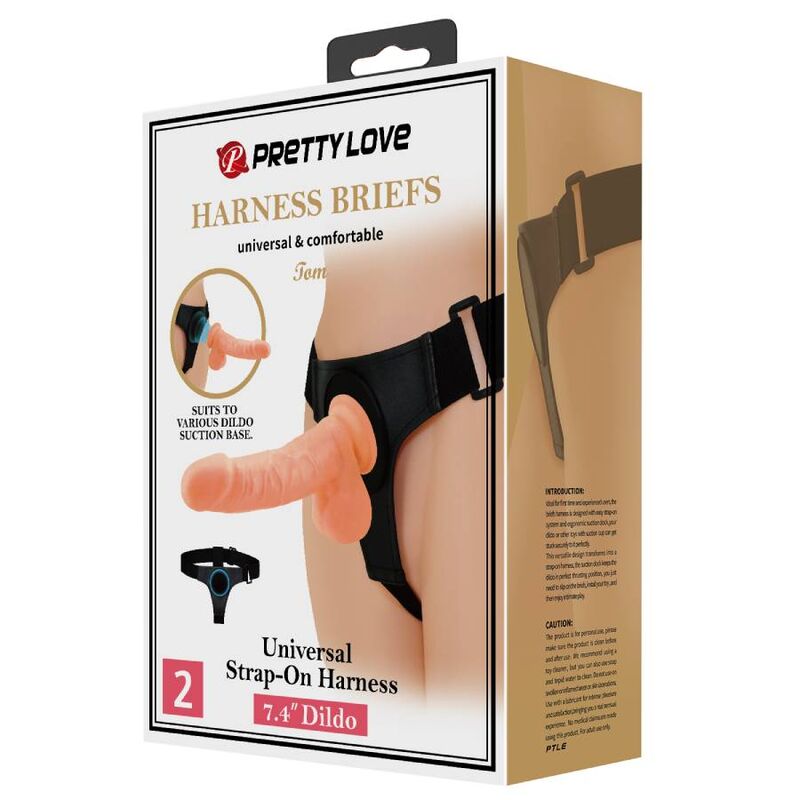 Strap-on imbragatura slip universale con dildo realistico 20 cm carne per piacere orgasmico in coppia Pretty Love