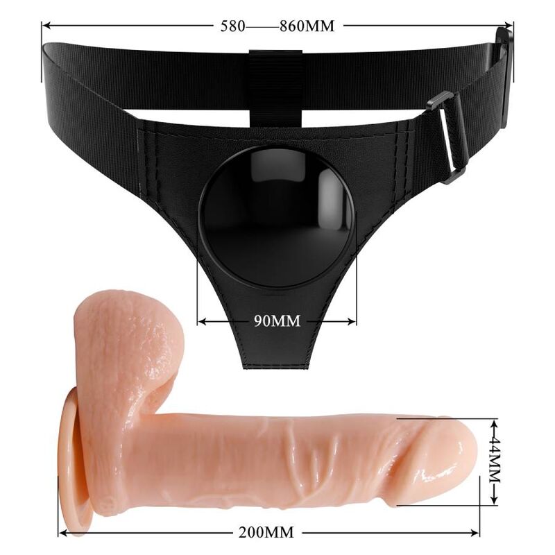 Strap-on imbragatura slip universale con dildo realistico 20 cm carne per piacere orgasmico in coppia Pretty Love