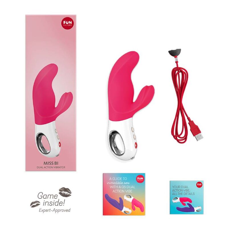 Vibratore rabbit con doppia stimolazione vaginale e clitoridea Fun Factory Miss Bi Dual Rosa Bianco