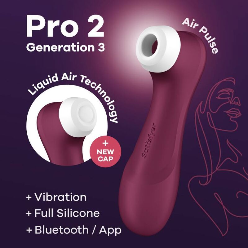 Stimolatore clitoride con onde di pressione vibrazione impermeabile Bluetooth Pro 2 Generation 3 Satisfyer