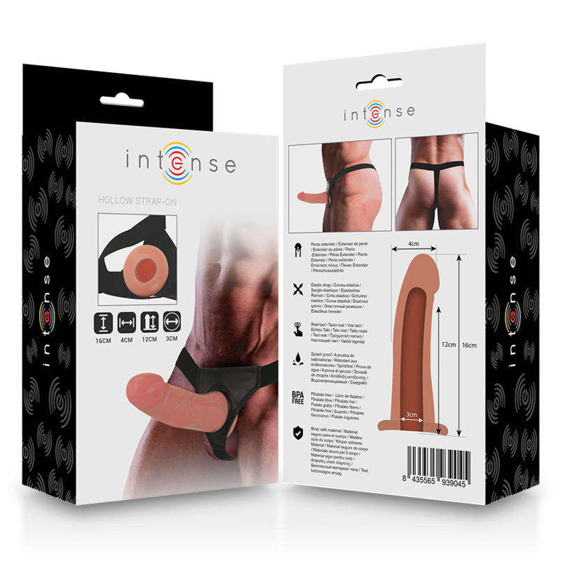 Strap-on imbracatura cava con dildo realistico 16x3 cm elastica flessibile sicura per la pelle Intense Couples Toys