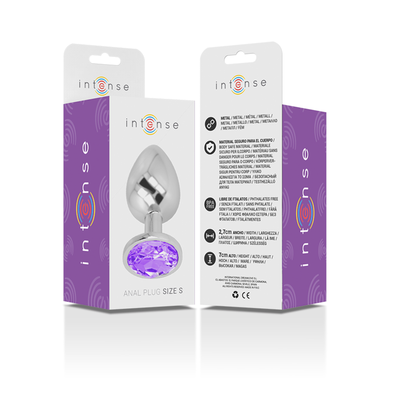 plug anale metallo con gioiello viola glamour stimolazione intensa sicuro corpo 7cm 2.6cm Intense anal toys