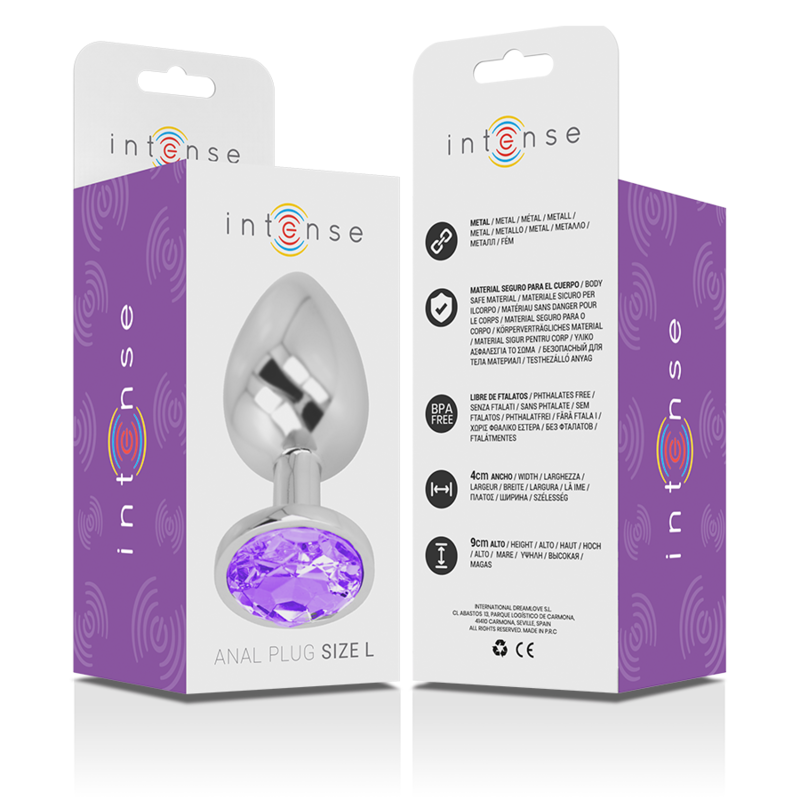 Plug anale in metallo con testina diamante viola corpo sicuro lusso senza ftalati Intense Anal Toys