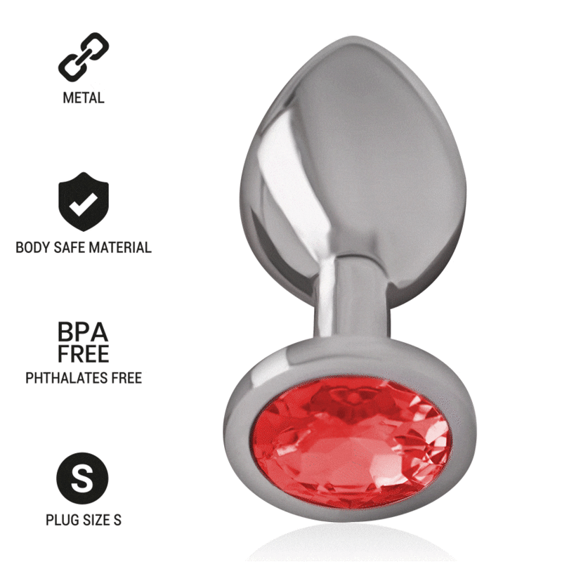 Plug anale in alluminio con testa diamante color rosso S Intense