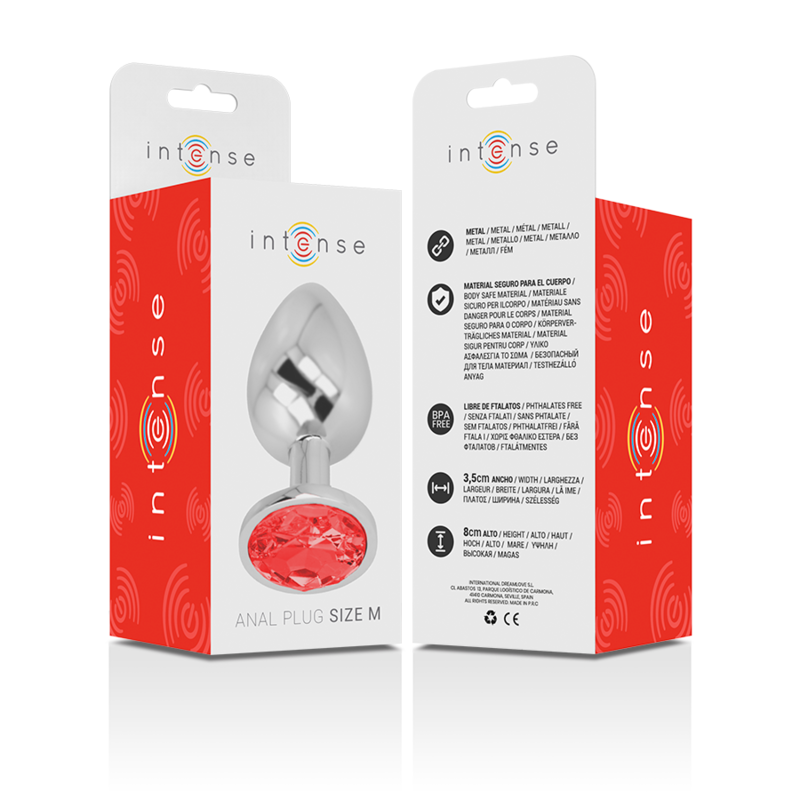 plug anale metallo rosso testa diamante piacere glamour corpo sicuro misure 8cm x 3.3cm Intense Anal Toys