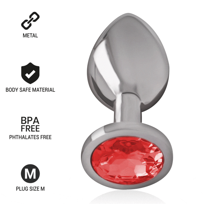 Plug anale in alluminio con testa diamante color rosso M Intense