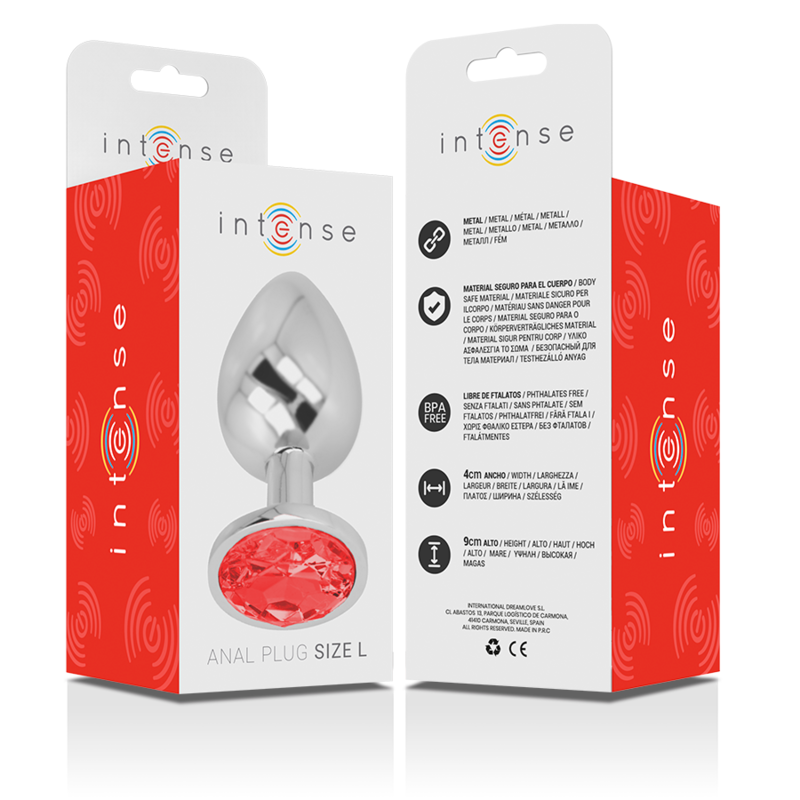 Plug anale metallo decorato diamante rosso 9x4 cm esperienza glamour Intense Anal Toys